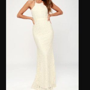 Lulus Zenith Cream Lace Wedding Dress
